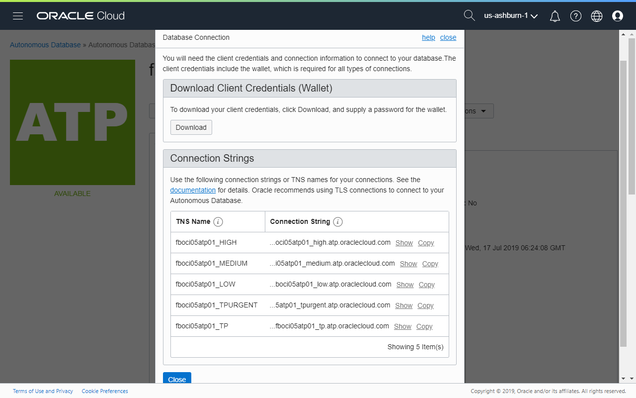 Database Connection Dialog Page