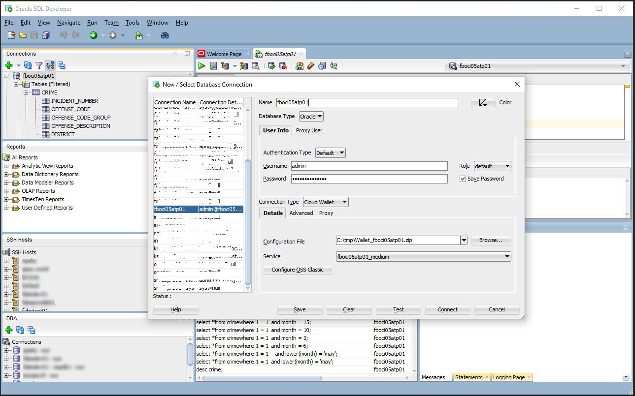 SQL Developer Connection Profile