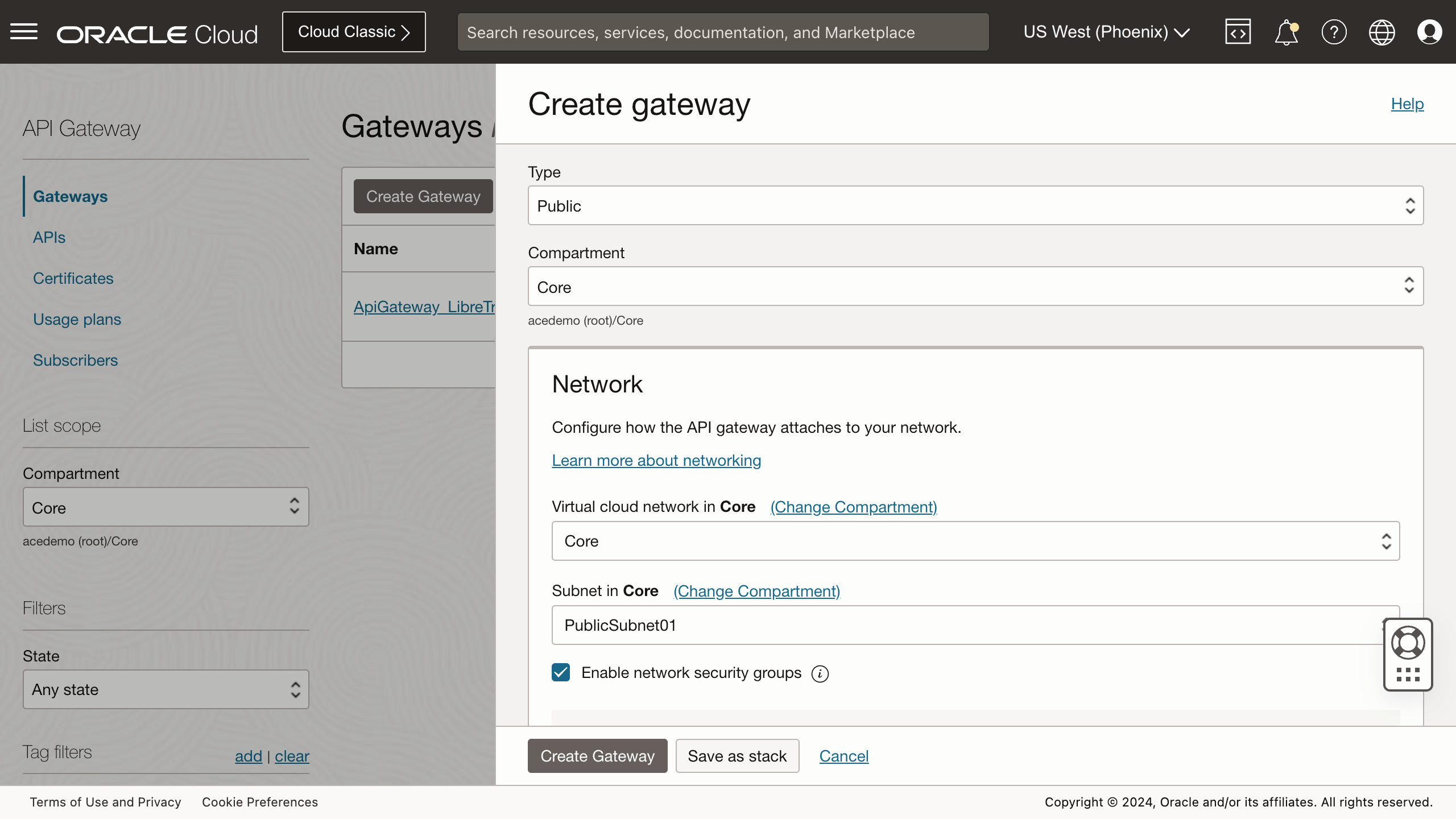 Create an API gateway.