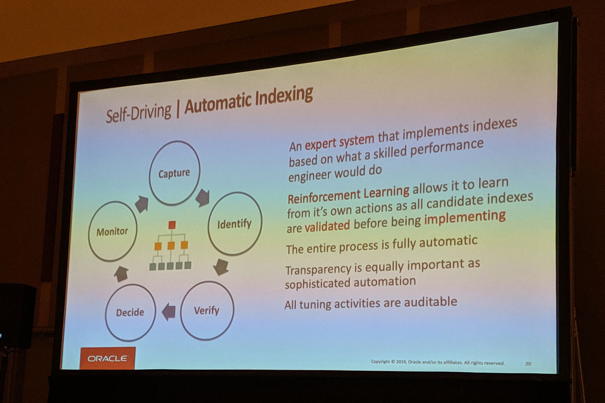 A slide describing two KE techniques that drive the auto-indexing feature in the Autonomous DB.