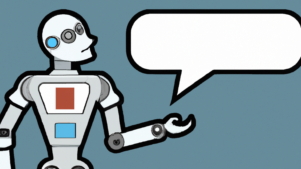 An image of a robot generated with a speech bubble using DALL-E