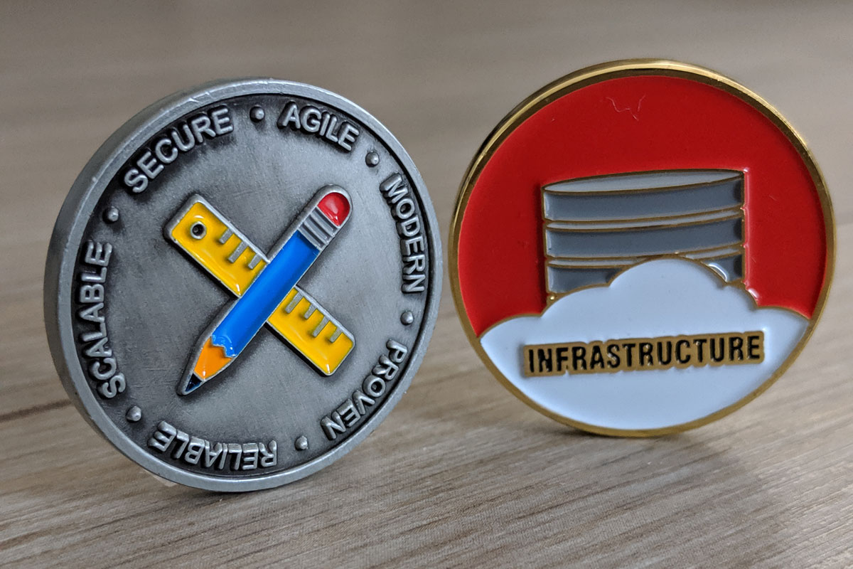 Side-by-side: the APEX and OracleIaaS Challenge Coin