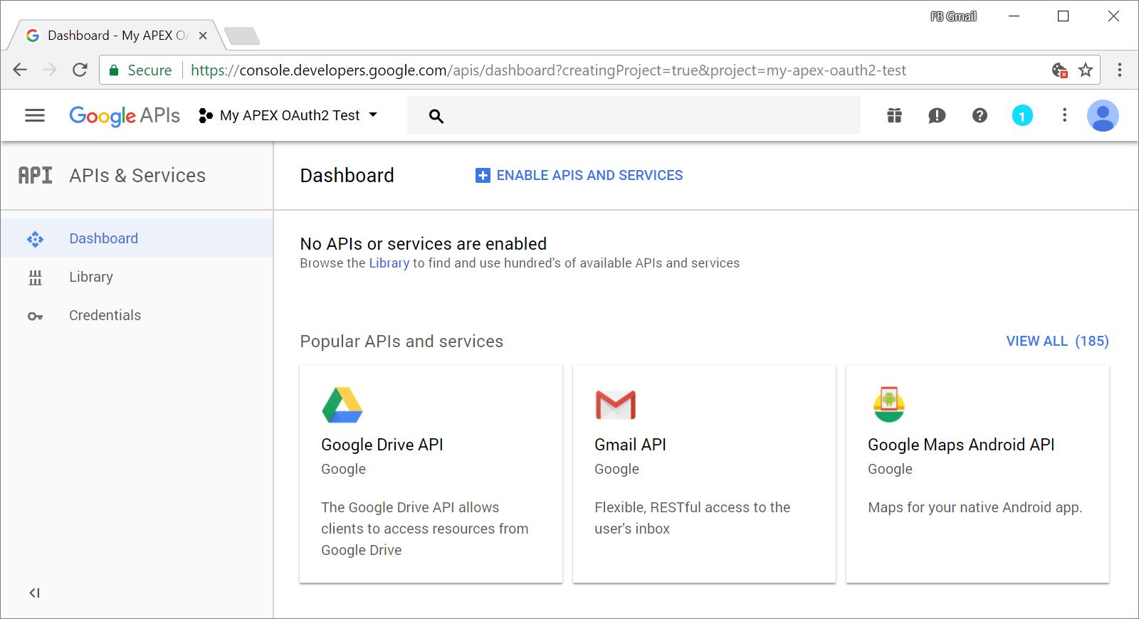 Figure 4: Console dashboard with project selected