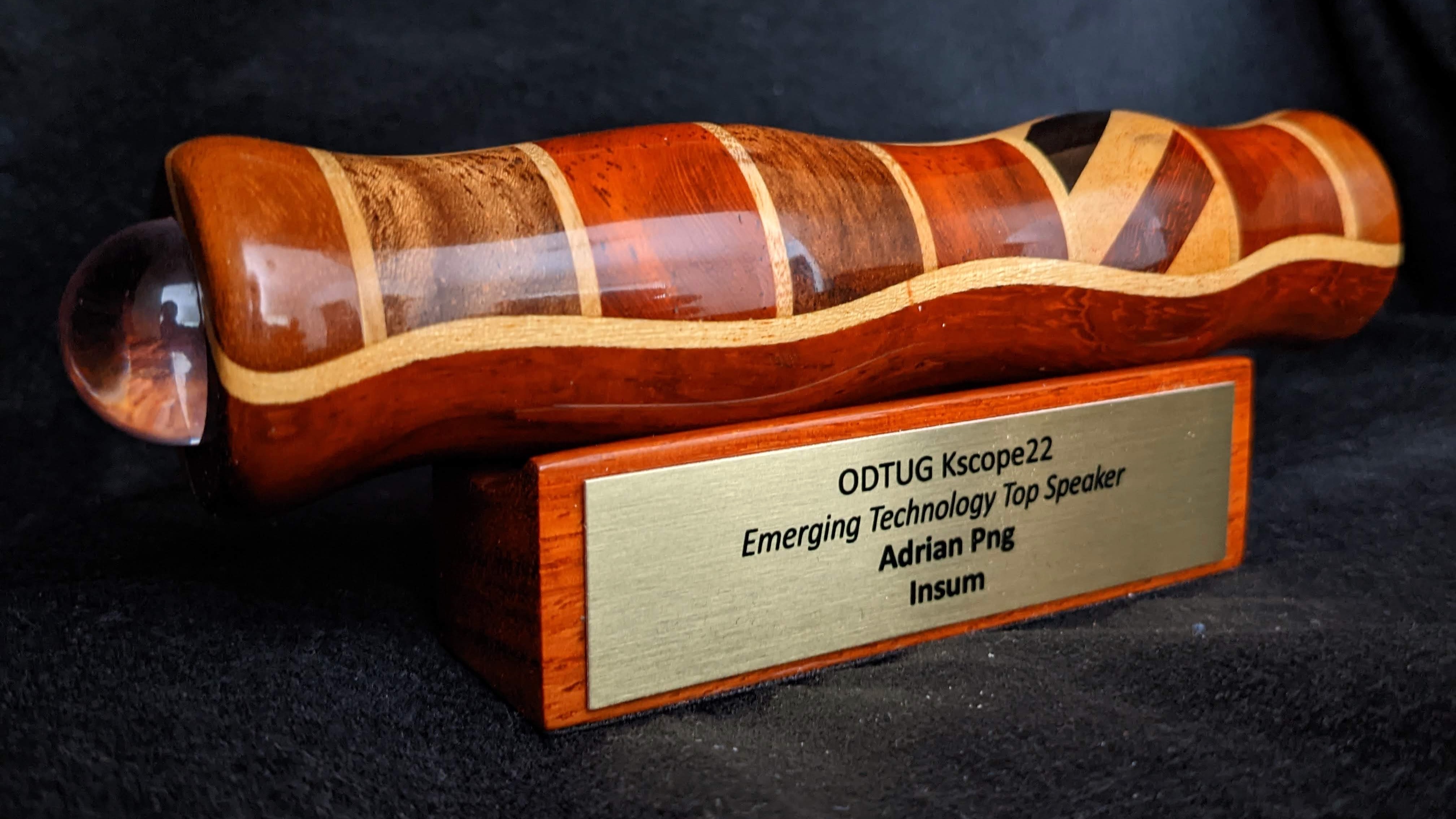 Award for Best Speaker in the Emerging Technologies track at Kscope22