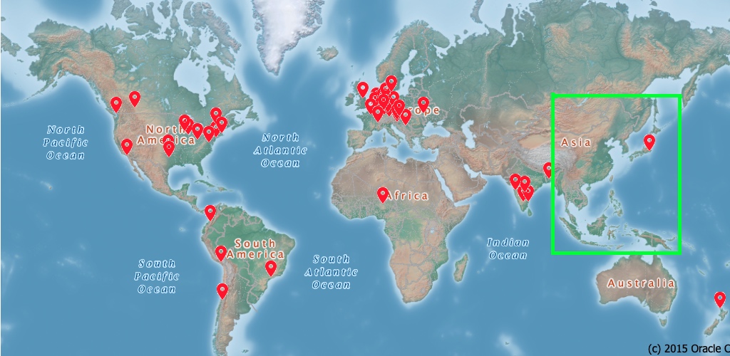 Snapshot of the global distribution of APEX Meetup Groups
