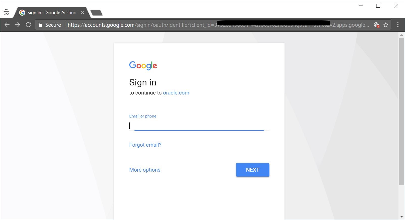 Figure 13: Login with a Google Account