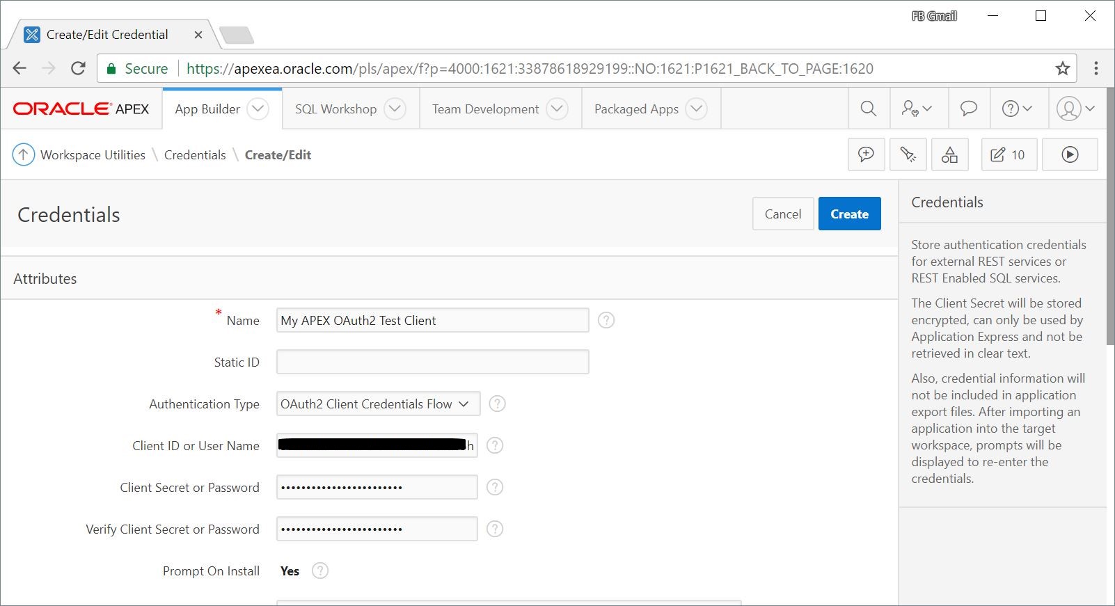 Figure 11: Setup the Credential