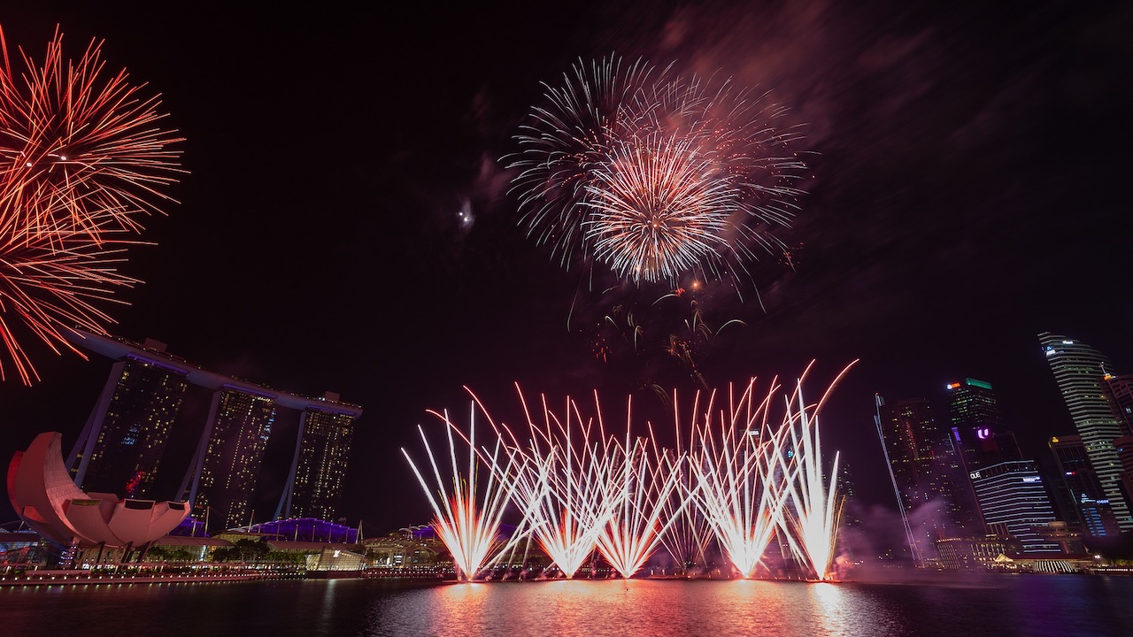 Fireworks at the Marina Ba Sands, Singapore.