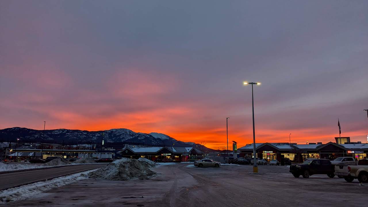 A beautiful winter sunrise in Whitehorse, Yukon, Canada.